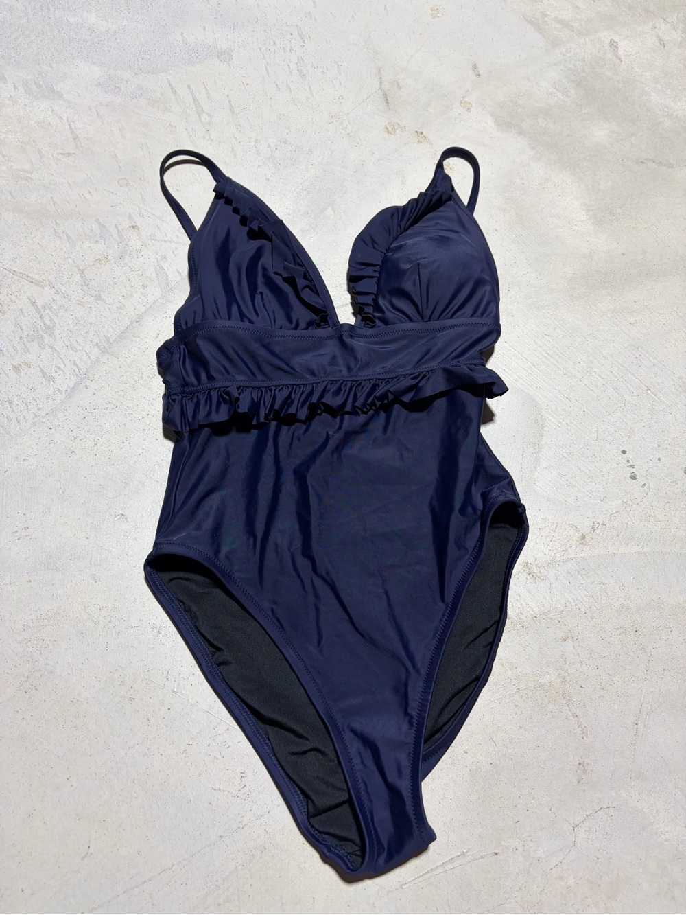 J. Crew One-Piece Swimsuit Navy Ruffle 4